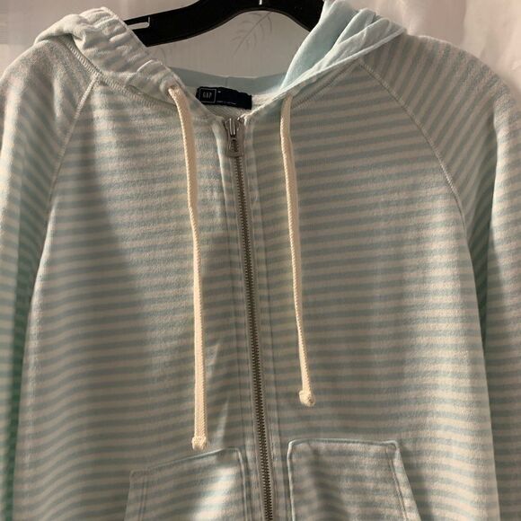 Gap hoodie white/blue stripe full zipper. - Picture 3 of 12